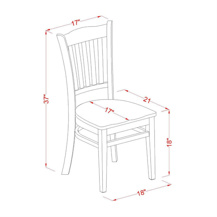 East West Furniture GRC-WHI-W Groton Dining Chairs - Slat Back Wooden Seat Chairs, Set of 2, Linen White