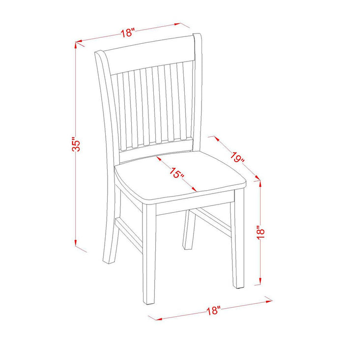 East West Furniture NFC-OAK-W Norfolk Dining Chairs - Slat Back Wooden Seat Chairs, Set of 2, Oak