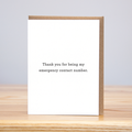Emergency Contact (Letterpress): 4.125” x 5.5”