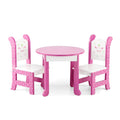 Emily Rose Wish Crown 18 Inch Doll Pink Dining Set Wooden Table & 2 Chairs