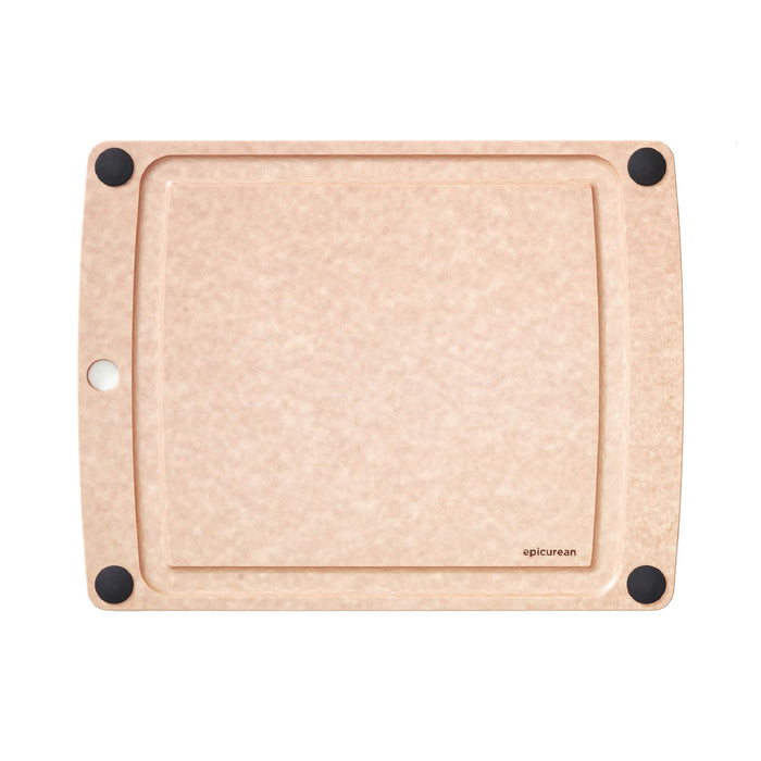 Epicurean All-In-One Cutting Board with Non-Slip Feet and Juice Groove, 14.5" × 11.25", Natural/Black