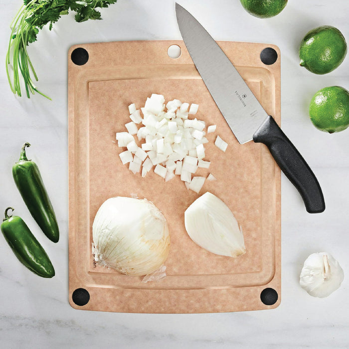 Epicurean All-In-One Cutting Board with Non-Slip Feet and Juice Groove, 14.5" × 11.25", Natural/Black