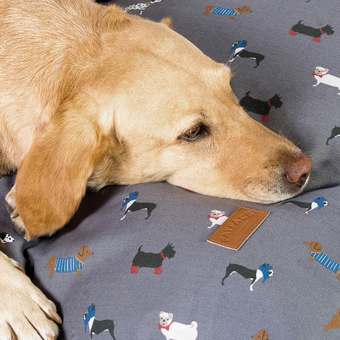 FatFace | Dog Slumber Bed | Marching Dogs Deep Duvet Mattress
