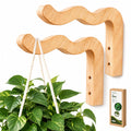 FGSAEOR Wavy Wooden Plant Hangers Wall Mount Hanging Plant Hooks 2 Pack