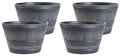 Gardenised Rustic Wood- Look Plastic Half Barrel Flower Pot Bucket Planter, Pack of 4