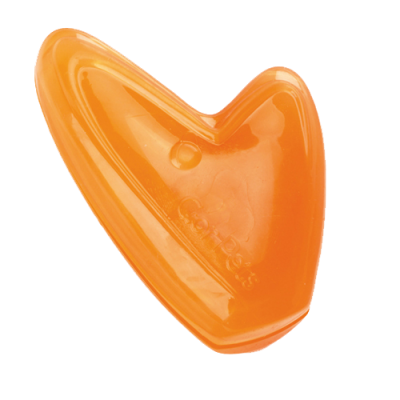 Orange dog toy on a white background