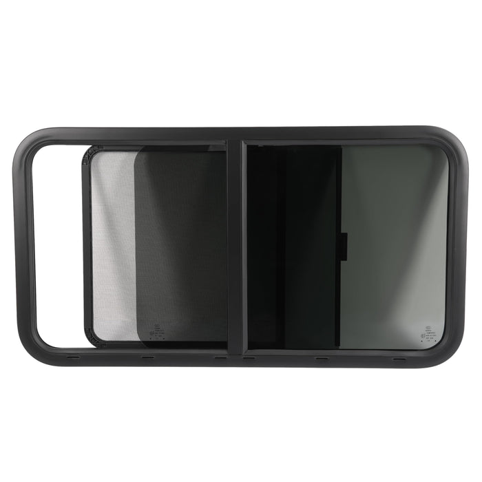 HECASA RV Window Teardrop Horizontal Sliding 42inW x 22inH, Tempered Glass, Powder Coated Black, Model MO-5414, 1PC