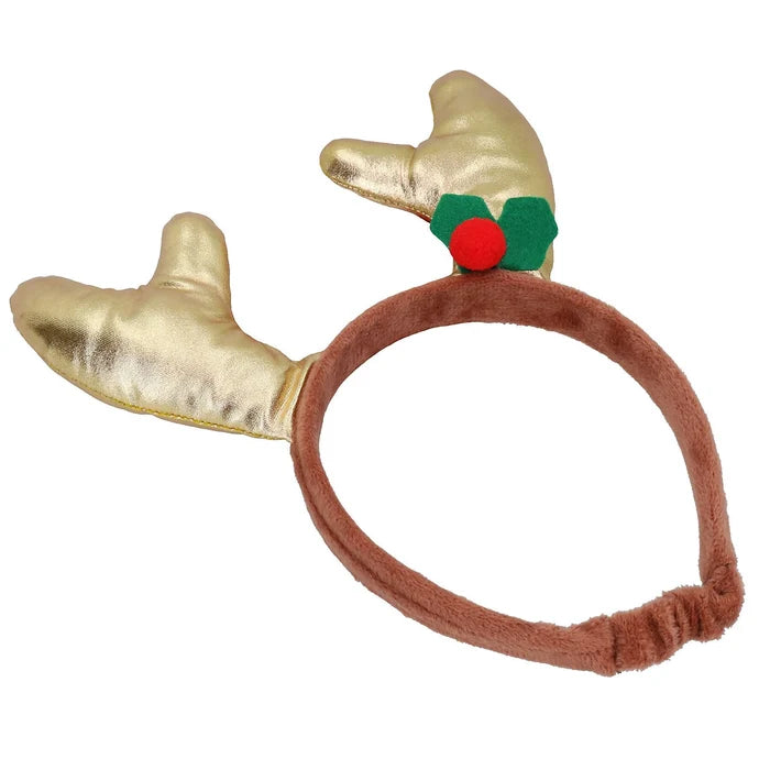 Holly and Robin Christmas Antler Headband | Festive Dog and Cat Accessory
