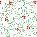 Holly (Outline) Wrapping Paper