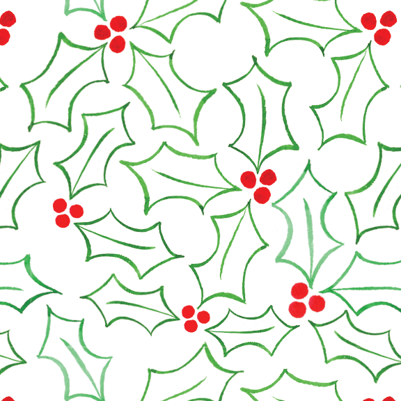 Holly (Outline) Wrapping Paper