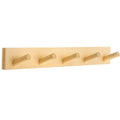 HOMEBROS Coat Rack Wall Mount, Wooden Coat Hanger with 5 Hooks, Heavy Duty, Natural, 2 Pcs