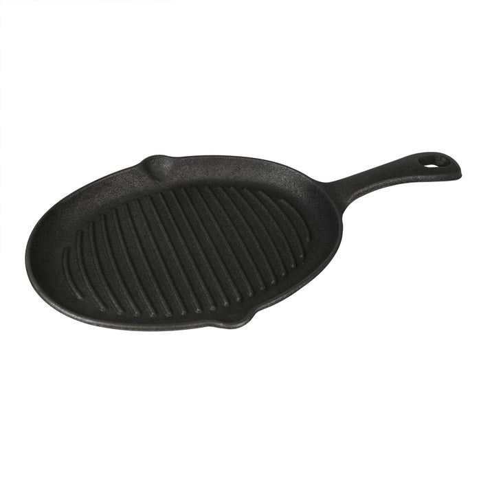 Jim Beam JB0159, Heavy Duty Construction, Pre Seasoned Cast Iron Skillet with Wooden Base and Mitt, Black,Small