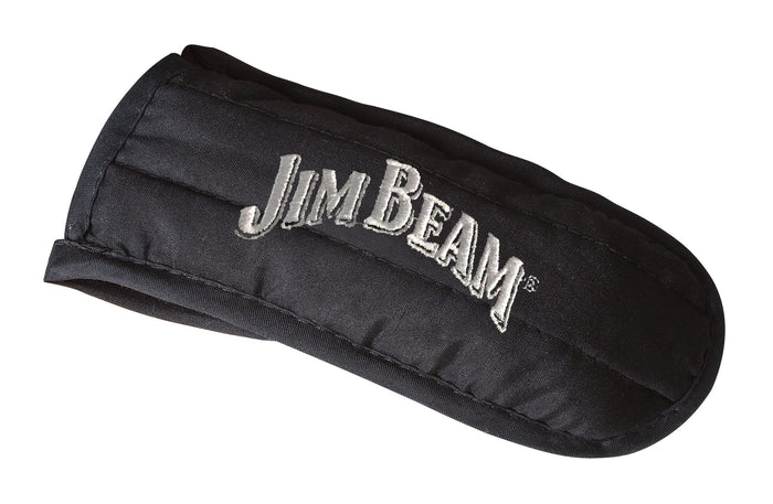 Jim Beam JB0159, Heavy Duty Construction, Pre Seasoned Cast Iron Skillet with Wooden Base and Mitt, Black,Small