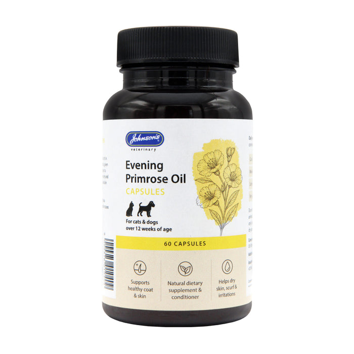 Johnson's Veterinary | Natural Dog & Cat Supplement | Evening Primrose Oil Capsules
