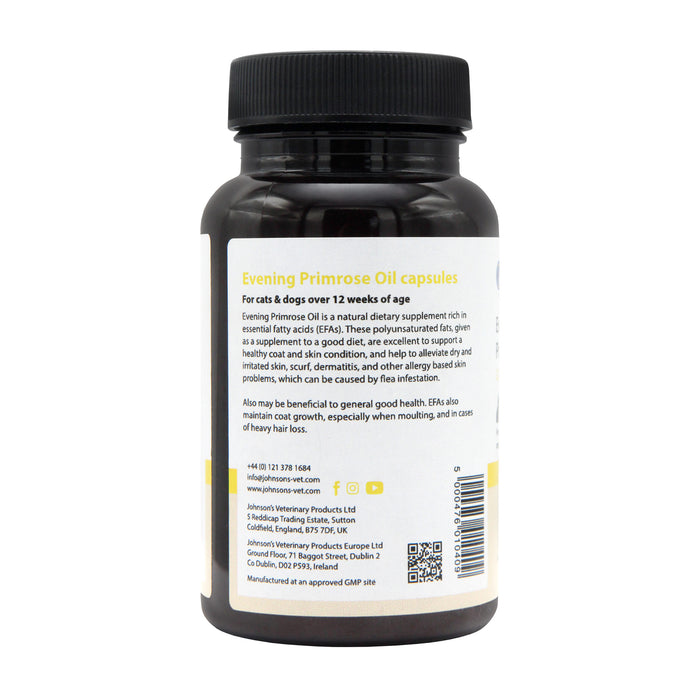 Johnson's Veterinary | Natural Dog & Cat Supplement | Evening Primrose Oil Capsules