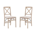 Keira Grey Wash Wooden Folding Chair with Beige Upholstered Seat and Classic Wooden X Back by Linon