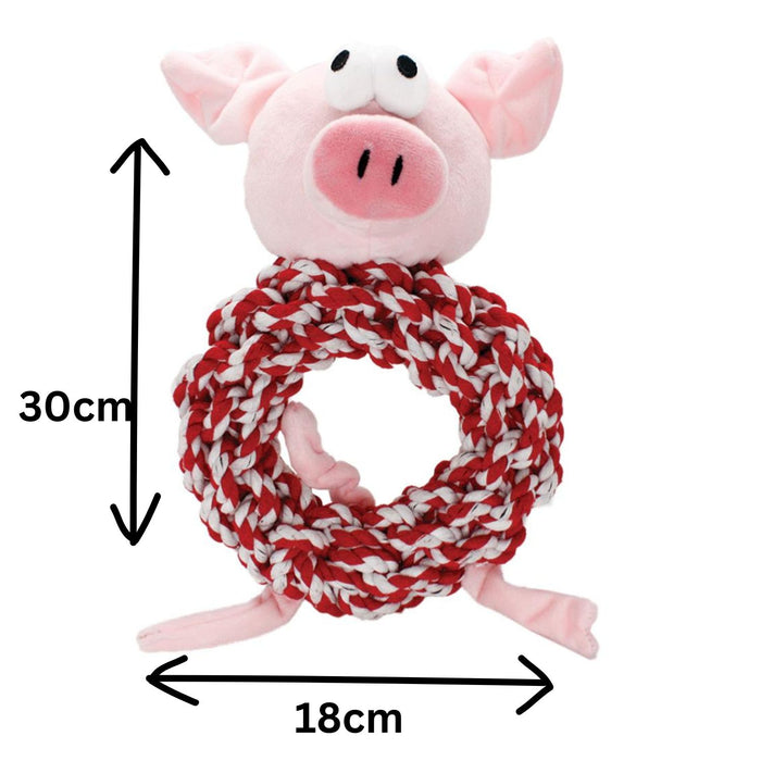 Knottie Ring Pig In Blanket -  Rope Dog Toy with Squeaker