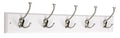 Liberty Hardware 129848 Wall Mounted Coat Rack with 5 Decorative Hooks, 27-Inch, Satin Nickel and White