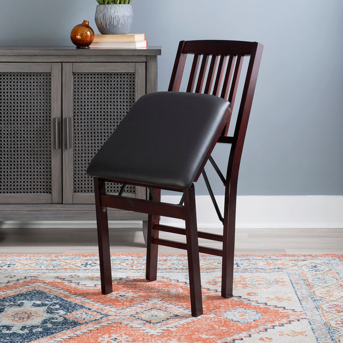 Linon Darwin Espresso Wood Mission Back Folding Chair in a Set of Two