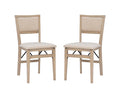 Linon Keira Natural Rustic Wooden Folding Chair with Beige Upholstered Seat and Back Set of 2