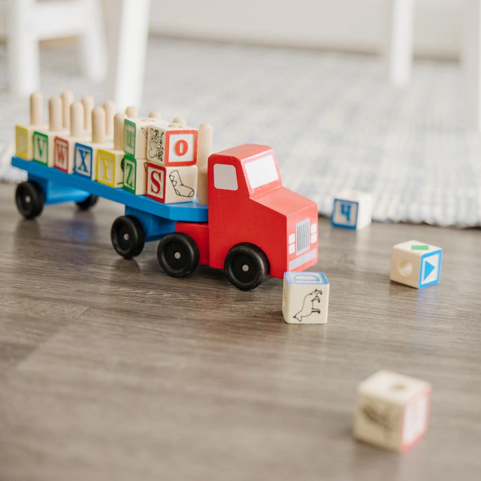 Melissa & Doug Alphabet Blocks Wooden Truck Educational Toy