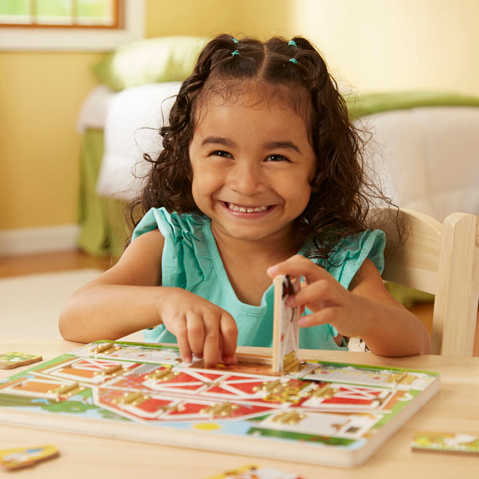 Melissa & Doug Hide and Seek Farm Wooden Activity Board with Barnyard Animal Magnets