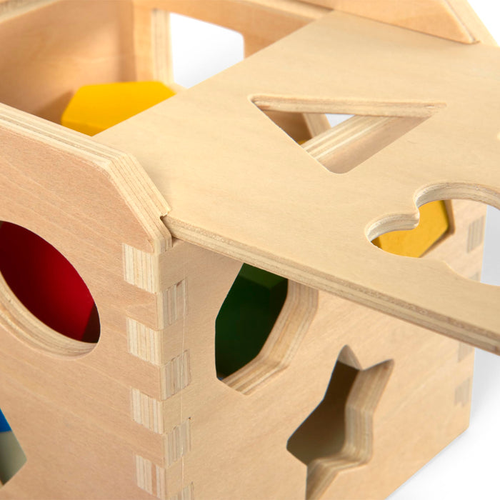 Melissa & Doug Shape Sorting Cube - Classic Wooden Toy With 12 Shapes
