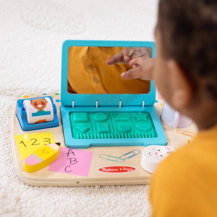 Melissa & Doug Wooden Work & Play Desktop Activity Board Infant and Toddler Sensory Toy - FSC-Certified
