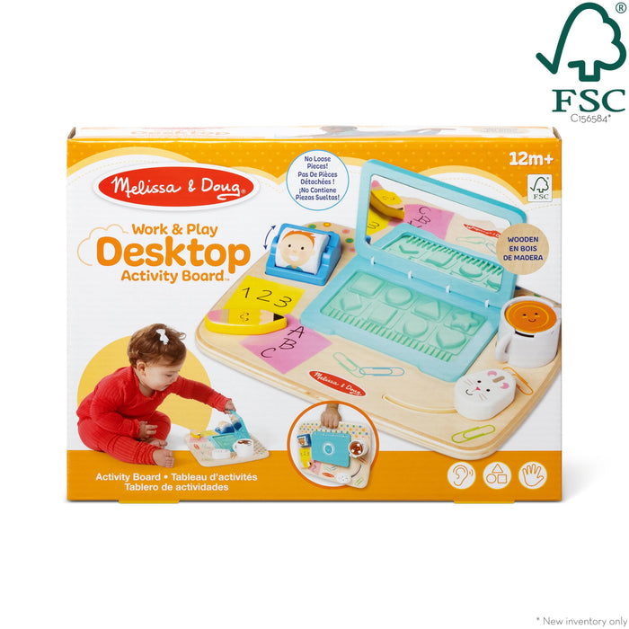 Melissa & Doug Wooden Work & Play Desktop Activity Board Infant and Toddler Sensory Toy - FSC-Certified