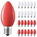 Minetom C9 LED Christmas Light Bulbs, 25 Pack, Shatterproof, Red & White, E17 Base, Dimmable Holiday Lights