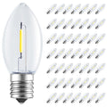 Minetom C9 LED Christmas Light Bulbs, 50 Pack, Shatterproof, Warm White, E17 Base