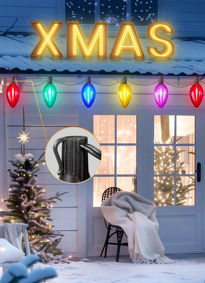Minetom Solar C9 Christmas Pathway Lights - 16FT, 10 LED, 8 Modes, Multicolor, Outdoor Decorations