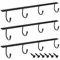 MOCOUM Under Cabinet Metal Mug Holder - Iron Hanging Rack for Coffee Cups and Kitchen Utensils Display (Black, 3)