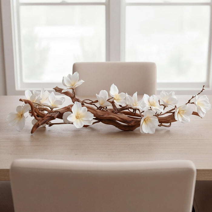 Modern Farmhouse Dining Table Centerpiece, Magnolia Driftwood