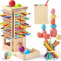 Montessori Toys for 3 Year Old, Wooden Board Game Pick Up Sticks Ball Drop