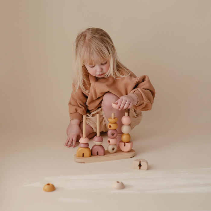 mushie Wooden Multi Shape Stacker | for Kids 3 Years+ | Preschool Educational & Toddler Montessori Toys (Original)