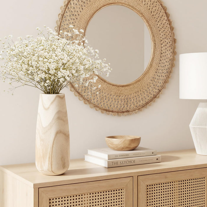 Natural Wood Vase for Dried Flowers – 12 Inch Decorative Table Vase