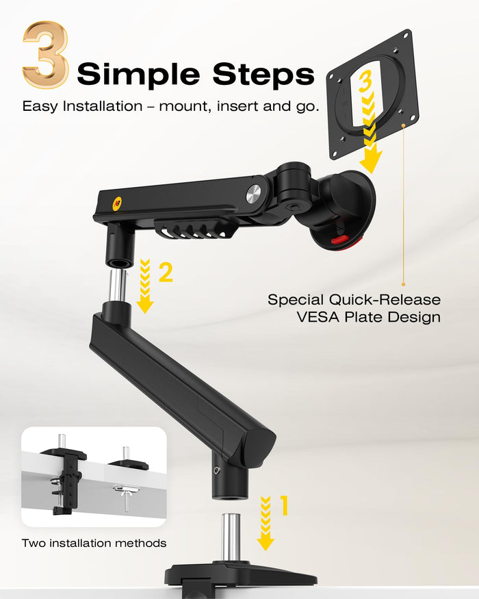 NB SmooVex™ Monitor Mount, Monitor Stand fits up to 32 Inch, Mechanical Spring Mount, VESA 75/100 mm, Model-A5(Black)