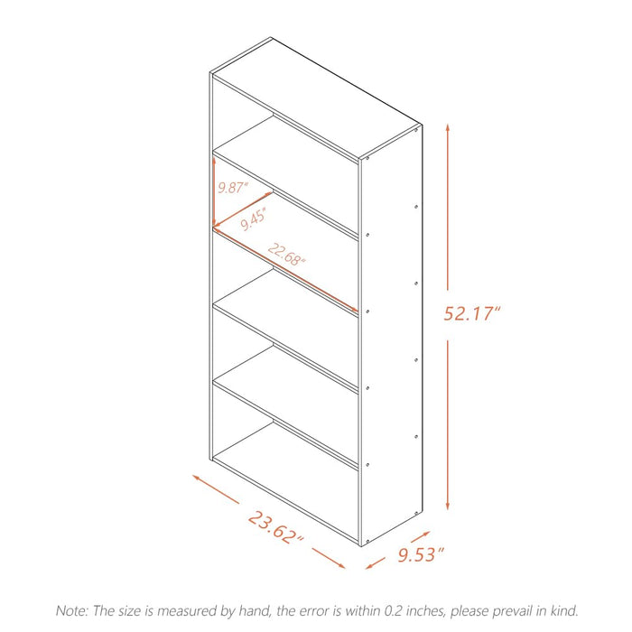 NELYE Basic Open Shelf Bookcase - 5-Tier Wooden Cube Storage Shelves Split Bookshelf, White