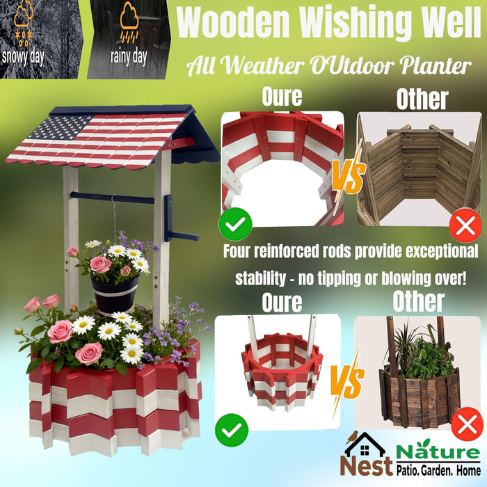 NestNature Wishing Wells for Outside|Wooden Wishing Well Planter for Yard