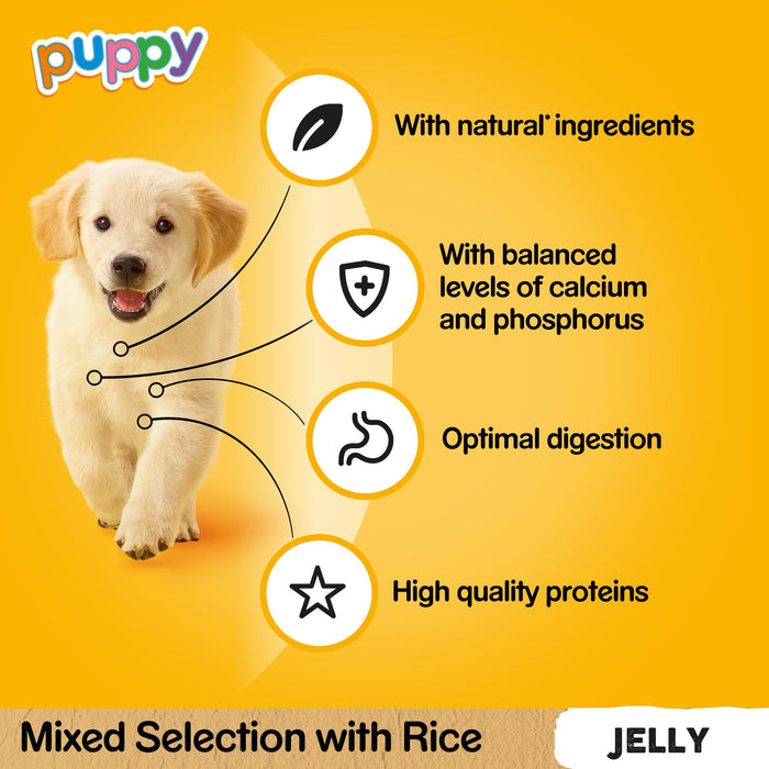 Pedigree Puppy Mixed Selection In Jelly Wet Dog Food Pouches 12 x 100g