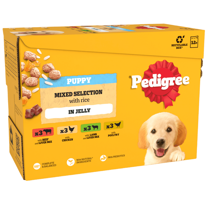 Pedigree Puppy Mixed Selection In Jelly Wet Dog Food Pouches 12 x 100g