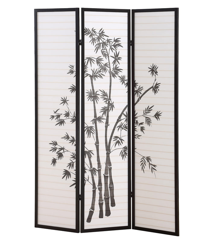 Roundhill Furniture 3-Panel Oriental Shoji Room Divider Screen, Black