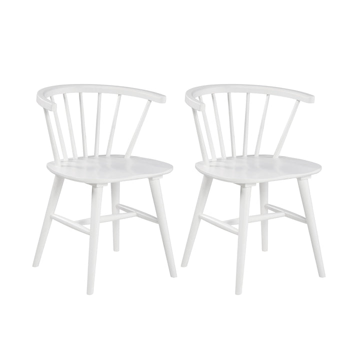Roundhill Furniture Alwynn Contemporary Wooden Spindle Back Dining Chairs, Set of 2, White