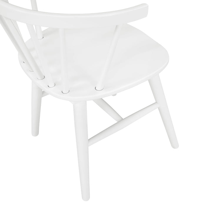 Roundhill Furniture Alwynn Contemporary Wooden Spindle Back Dining Chairs, Set of 2, White
