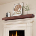 SAUMONIERES Fireplace Mantel Shelves 48 Inch Solid Wood Wall Mounted Long Floating Shelf Hollow, Brown