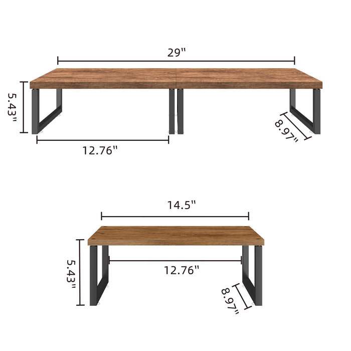Simple Trending 2 Pack Monitor Stand Riser, Wood Desk Storage Organizer for Office Laptop, Computer, Antique Brown