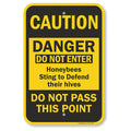SmartSign "Do Not Enter, Honeybees Sting To Defend Their Hives" Sign | 12" x 18" Aluminum