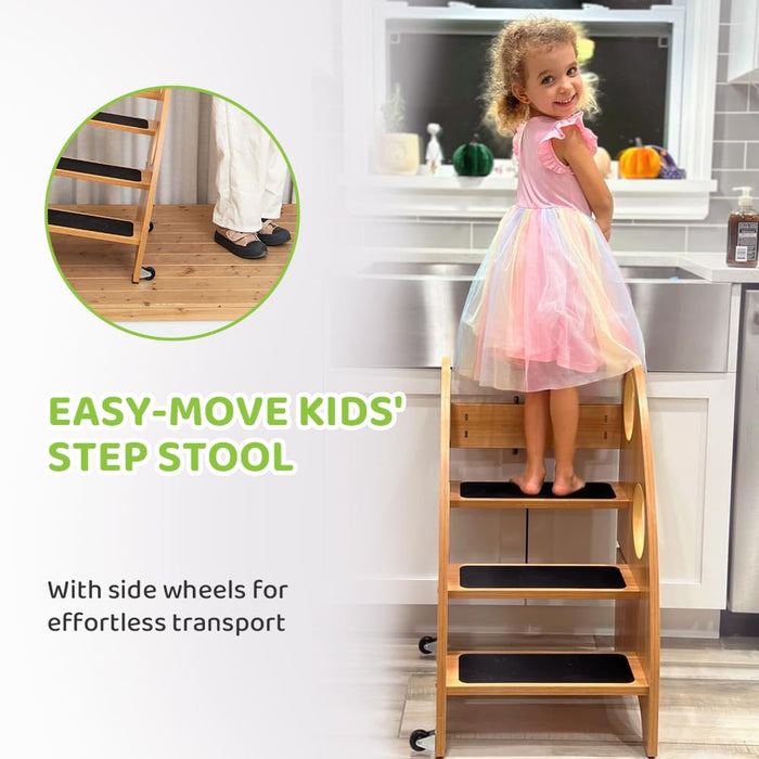StrongTek Step Stool, Step Ladder with Wheels