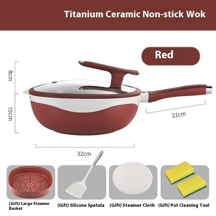Titanium Ceramic Household Induction Cooker Frying Pan